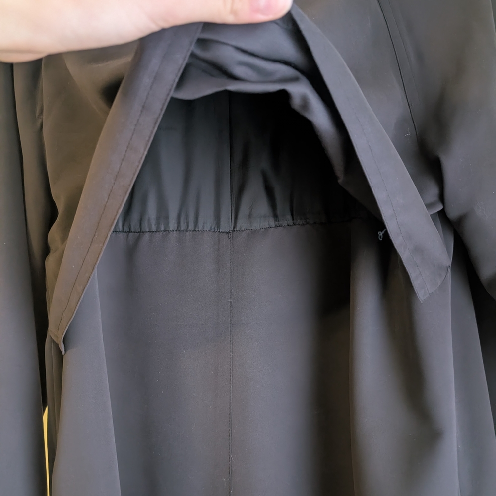 Womens Size 10 Double-Breasted Black Classic Trench Coat - Picture 4 of 7